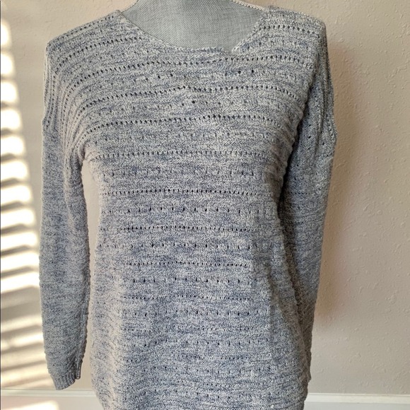 Leo & Nicole Blue & White Long Sleeve Sweater - Picture 1 of 8